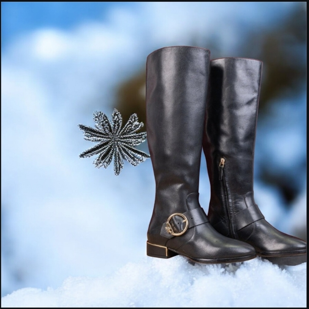 Tory Burch Black Boots with Gold Accent - Picture 2 of 5